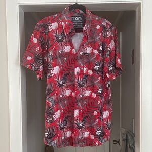 DIXXON SNAP ON  Tropical Red and Black Men's Shirt medium